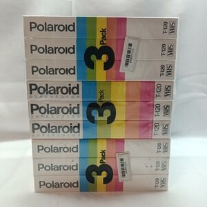 Lot Of 9 POLAROID Super Color VHS Blank Tapes T-120 Records FOR 6.5 Hours Sealed